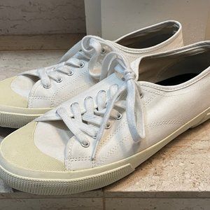 $450 Sandro White Canvas Sneakers/ Deck Shoes US10